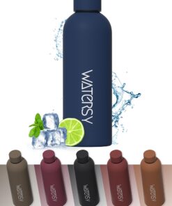 WATERSY 500ml BPA-freie Thermosflasche, Dunkelblau - 24h Kalt & 12h Warm, edelstahl, Auslaufsicher, perfekt für Sport un