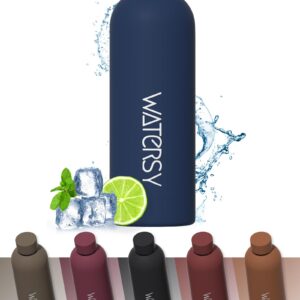 WATERSY 500ml BPA-freie Thermosflasche, Dunkelblau - 24h Kalt & 12h Warm, edelstahl, Auslaufsicher, perfekt für Sport un