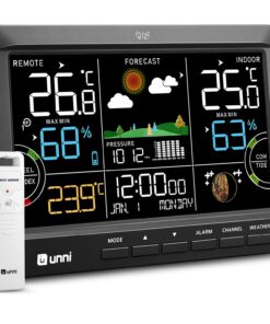 Funk Wetterstation mit Außensensor + Wettervorhersage + 100m Reichweite, DCF Funkuhr & 3-fach Hintergrundbeleuchtung