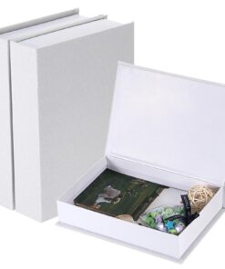 SUMTree 3 Pcs Fernbedienungssafe mit Magnetorganizer für TV-Schrank und Wohnraum Weiß Leinen Oberfläche 22x15,5x4,5cm