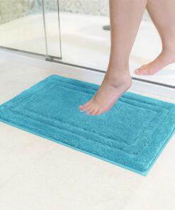 Decomira rutschfest Badematte für WC-Teppich | waschbar für Badezimmer | Petrol Türkis 40x60 cm