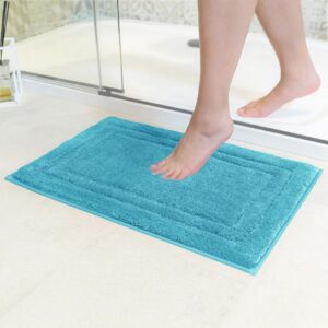 Decomira rutschfest Badematte für WC-Teppich | waschbar für Badezimmer | Petrol Türkis 40x60 cm