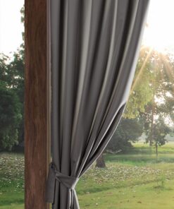Eurofirany Outdoorvorhang dunkelgrau 155x200 cm Winddicht Sonnenschutz Terrasse Pavillon
