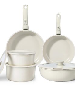 GiPP Topfset mit Abnehmbarer Griff Weiß + Induktion Kochtopf Set + Backofenfest