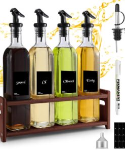 Ölflasche mit Trichter Lebensmittelgrade Bleifreies Glas 500ml 4pcs Olivenölspender für Küche