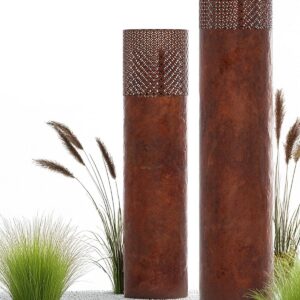 BENTSON Windlichtsäule Deko-Säule für Garten Orientalisch 95cm + 75cm Rost Industrial Design Windlicht für Draußen und D