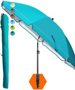 4smile Sonnenschirm Strand SunnyJoy - UPF 50+ sicherer Strandwindfang, Turksis, Ø 180 cm, Global Recycled Standard - Son