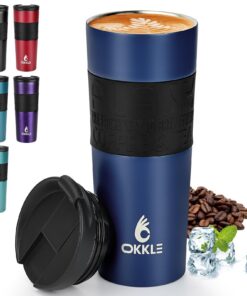 OKKLE Isolierter Kaffeebecher für Heißgetränke Vakuumisolierung 600 ml BPA-frei