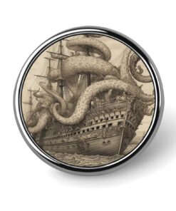 Piraten Octopus Brust Pins aus Aluminium für Mantel und Rucksack - Button Badges zum Segeln | Segeln Piraten Octopus Br
