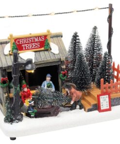 Spetebo LED Weihnachts Dorf - Weihnachtsbaum Stand - Winterdekoration mit Beleuchtung für Einrichtung