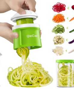 4 in 1 Spiralschneider Gemüse mit Behälter - Zucchini Spiralschneider für Gemüsespaghetti, Möhren & Karotten