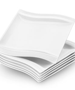 MALACASA Serie Flora Porzellan CremeWeiß Für 6 Personen Speiseteller & Essteller 10,25 Zoll