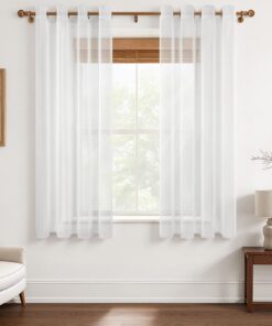 MRTREES Halbtransparente Voile Gardinen für Wohnzimmer und Schlafzimmer - Leinenoptik, 145x140cm, 2er Set, Global Recycl