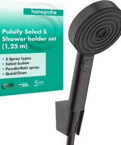 Hansgrohe Pulsify Select S Duschset Mattschwarz 3 Strahlarten inkl. PowderRain 1,25 m Dschuchschlauch 24302670
