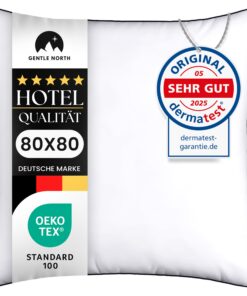Gentle North Hochwertige Kopfkissen 80x80 cm - Flauschig, gut gefüllt für Allergiker - Ökotex 100 Zertifiziert - 60° Was
