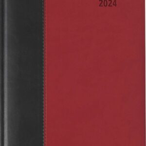 Premium Buchkalender Fire Schwarz-Rot 2024 - Büro- und Bürozimmernutzung - 1 Tag 1 Seite - 416 Seiten - Tucson-Einband
