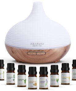 ASAKUKI 300ml Aroma Diffuser - UltraSchall Luftbefeuchter für Yoga und SPA - 14 Farben LED - 23dB Kühle Dampf - Zuhause