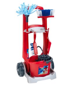 Theo Klein 6741 Vileda Besenwagen - Mit Wischmop, Eimer, Besen & vielem mehr | Vileda-Design | 29 cm x 24 cm x 60 cm | S