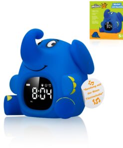 Bresser DieMaus Lichtwecker für Kinder - Elefant Silikon, Schlummerfunktion, Aufwachlicht & Nachtlicht