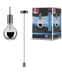 Paulmann 79754 Pendelleuchte max. 60 Watt IP44 Hängelampe Schwarzchrom für Wohnraum Funktioneller Design-Schlafzimmerlic