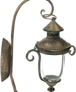 Dekoleidenschaft Shabby Wandlaterne aus Metall und Glas für Drinnen & Draußen