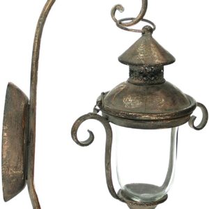 Dekoleidenschaft Shabby Wandlaterne aus Metall und Glas für Drinnen & Draußen
