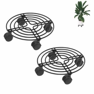 AufuN 2 Stück Pflanzenroller Rund Metall Für Haus und Garten Abschließbare Rollen Houee Zimmercretion B🎐