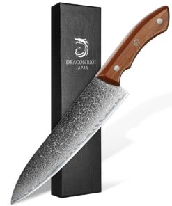 **Professionelles Kochmesser DRAGON RIOT, extremscharf und robust** | **Handgeschmiedetes DRAGON RIOT Damastmesser für