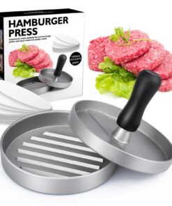 **Burgerpresse Aluguss mit 200 Blatt Backpapier für Profi-Burgermacher** | **Aluguss Burgerpresse Set mit 200 Blatt Bac