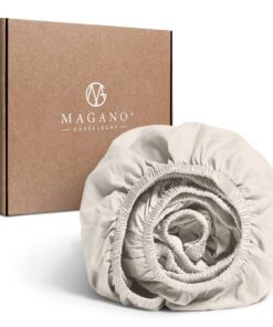 MAGANO® Premium Spannbettelken 140x200cm Beige | Weich & Bügelfrei | Hypoallergen & Atmungsaktiv