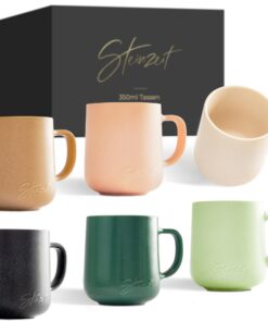 Steinzeit Design Kaffeetassen 6x350ml - Einzigartige Pastellfarben - 100% Handgefertigt - Perfekt für jeden Getrogenden