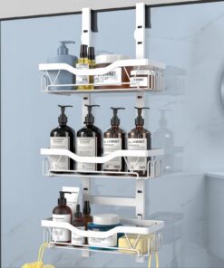 UUlioyer Duschablage zum Hängen, Bohrenlose Duschregal für Duschwand, Shampoo und Duschgel Halterung (Weiß - 3 Schichten