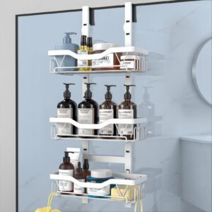 UUlioyer Duschablage zum Hängen, Bohrenlose Duschregal für Duschwand, Shampoo und Duschgel Halterung (Weiß - 3 Schichten