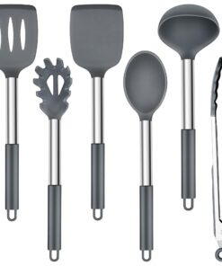 Herogo Silikon Küchenhelfer Set - Grau für Profis in der Küche mit Hitzebeständiger Griffsicherheit und Antihaft-Funktio