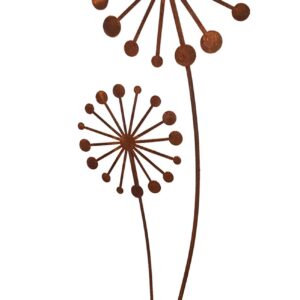 Gartenstecker Puste - Blume Edelrost Groß Rostresistent Metall Gartendeko 134cm x 30cm
