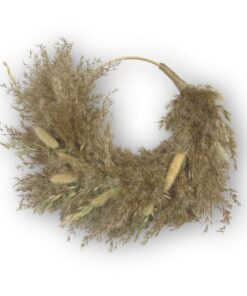Trockenblumen Kranz Pampasgras Boho Deko, braun, für Fenster und Tür | Trockenblumen Türkranz Deko Pampasgras, braun, m