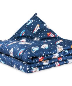 Dunkelblau Therapiedecke Kinder 4 kg, hypoallergene Glasperlen, weiche & kühlende Polyester-Außenschicht, für 25-40 kg,