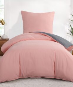 Aisbo Bettwäsche 140x200 2teilig Rosa Grau - Weich Mikrofaser Bettwäsche Set für Wendebetten + ÖKO-TEX Standard 100