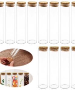 12 Stück Flachboden Reagenzgläser mit Korken für DIY Deko und Geschenke 12 Stück Reagenzgläser Glas mit Korken 60ml für
