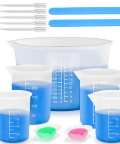 Anhow 14er Messbecher Set für DIY und Basteln mit Skala und Rührstäbchen 600ml/250ml/100ml