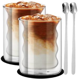 Nizirioo 2er Set Doppelwandige Kaffeegläser 200ml Latte Macchiato Thermogläser Mit Untersetzern Cappuccino Tassen Klares
