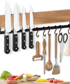 Magnetleiste Messer 6 Haken 40 cm Holz stark magnetisch Utensilien Werkzeuge - unbeostete Messerblöcke