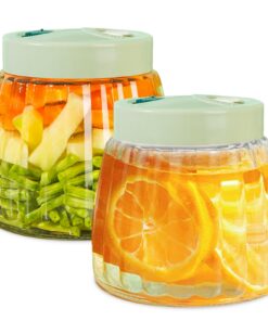 2er Set Fermentierglas 1000ml mit Gärventil für Kimchi & Sauerkraut, Luftauslassventil Gärglas Fermentiergläser