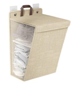 Esoes 60L Wäschekorb mit Deckel - schmal, faltbar, perfekt für das Sortieren der Wäsche - Beige