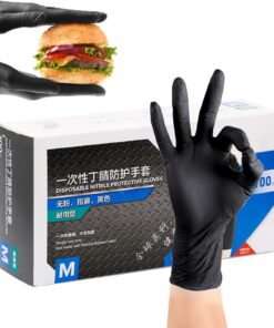 Nuyhgtr Nitrilische Handschuhe | Wautical Nitrilische Gesundheitshandschuhe für Essenssicherheit | Schwarze Latex-Freie