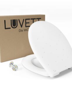 **LUVETT® WC-Sitz S100 mit Glitzer-Steinen für Erwachsene im Schlafzimmer SoftClose® antibakteriell abnehmbar Farbe: We