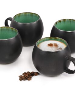 Sänger Cappuccinotassen Palm Beach | Steingut Kaffeetassen 400ml | Premium Qualität für Café Besitzer