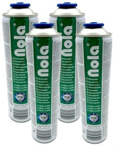 NOLA 4X Universalgas Druckgasdose Butan Propan für Unkrautbrenner Gaslampe 600 ml 7/16" Drehverschluss