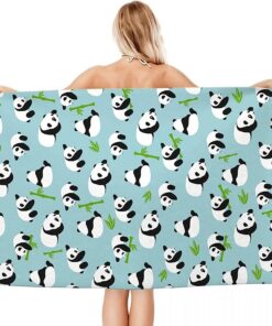 Cartoon Süßer Panda - Schnelltrocknendes Extra Großes Strandtuch für Erwachsene mit Mikrofaser-Schnelltrocknung Fitness