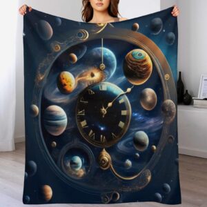 Kuschelweiche Fleece Decke Planet für Couch und Bett, Warme Mikrofaserschläfchendecke 100x130cm